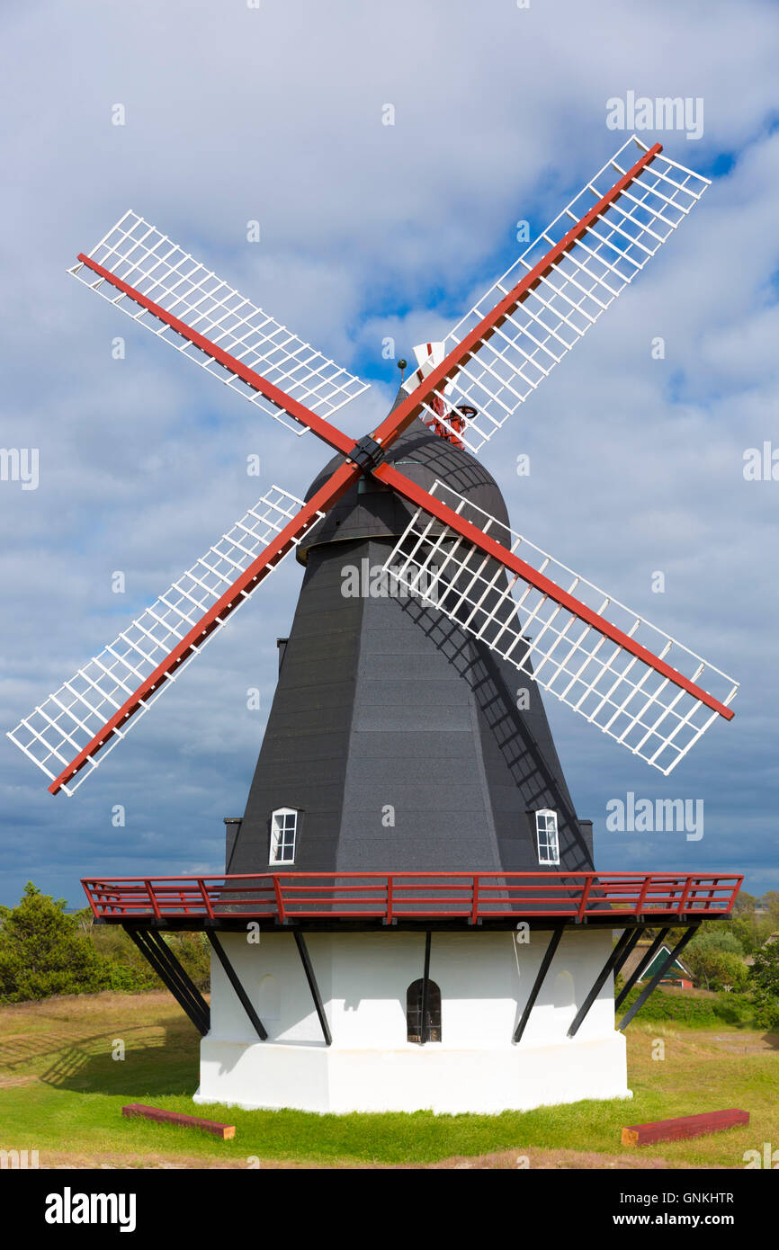 Sonderho Molle moulin pour l'énergie éolienne sur l'île de Fano - Adresses importantes Tidevand Færgeruter Lufthavne Bil - South Jutland, Danemark Banque D'Images
