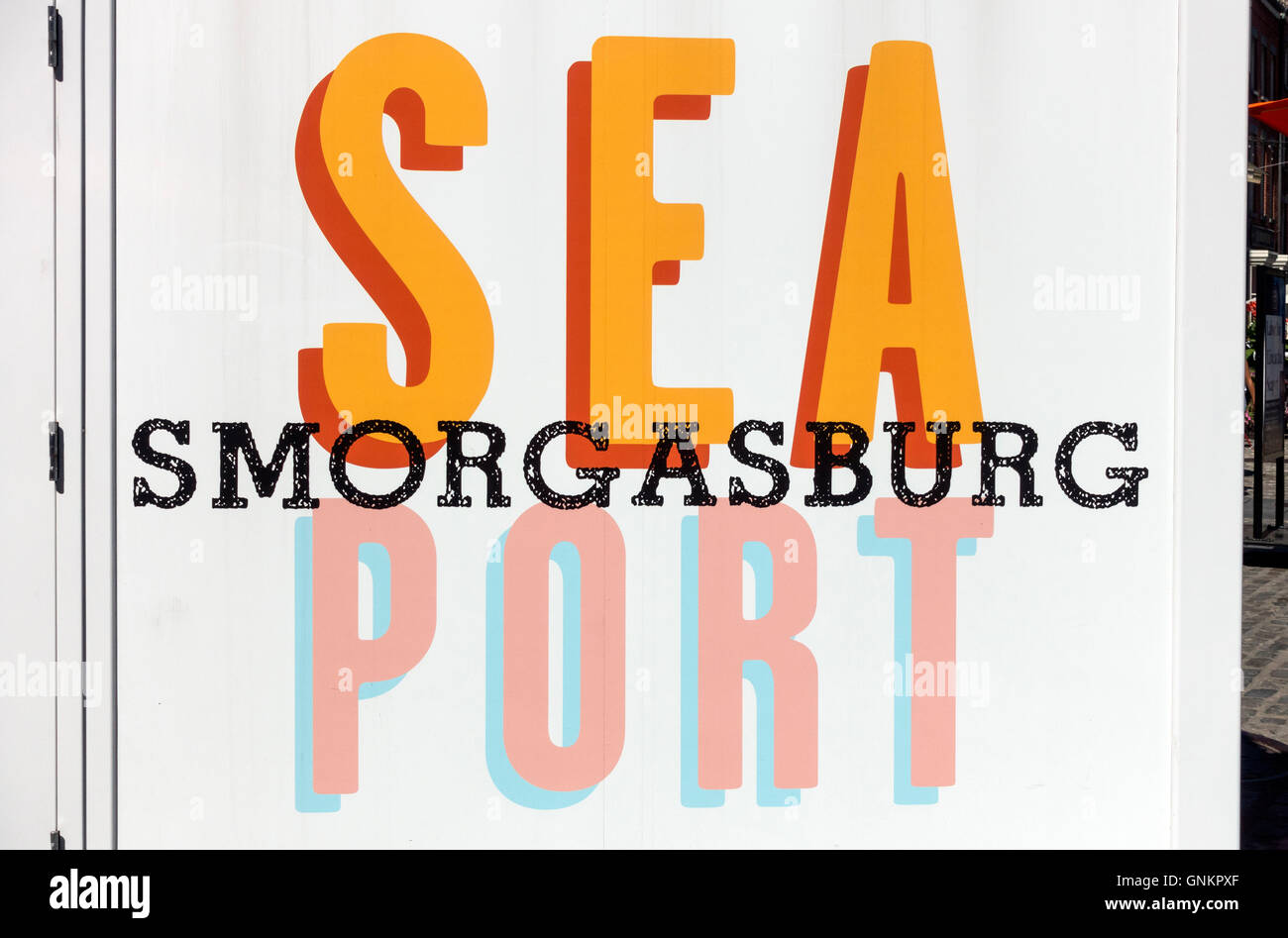 Port de mer Smorgasburh signe à South Street Seaport à New York Banque D'Images