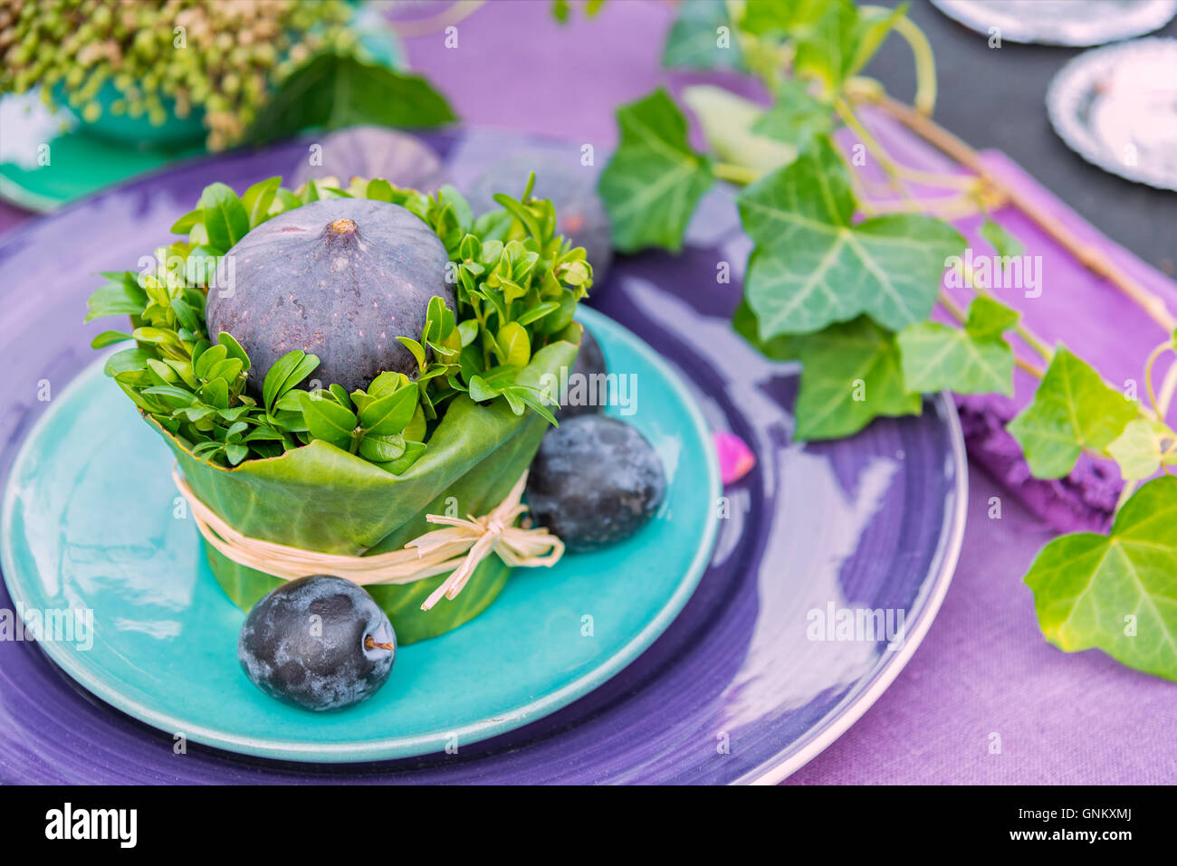 Image d'un tableau unique pour un dîner ou d'un parti. Banque D'Images