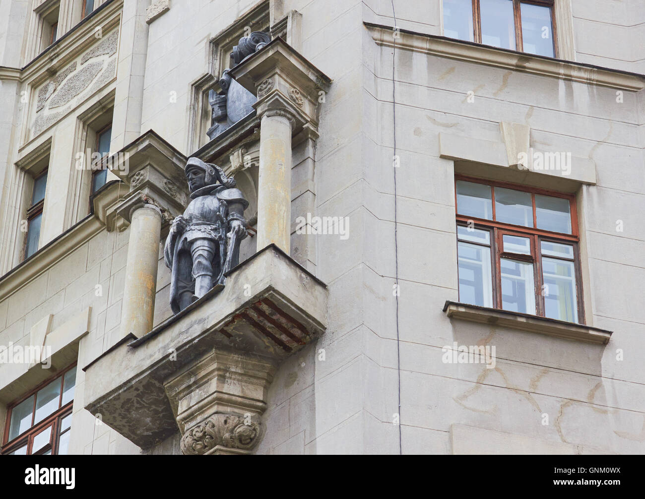 Sculpture de chevalier en armure Maison Centrale d'acteurs rue Old Arbat Moscou Russie Banque D'Images