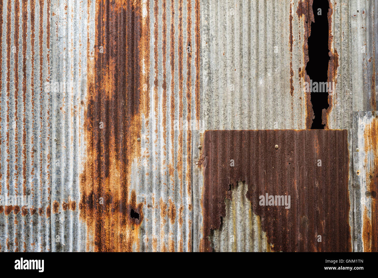 Old rusty mur plat de zinc. Banque D'Images