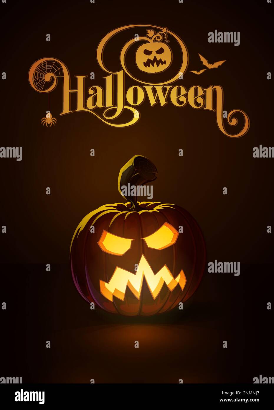 Jack-o-lanterne en colère sombre effrayant Illustration de Vecteur