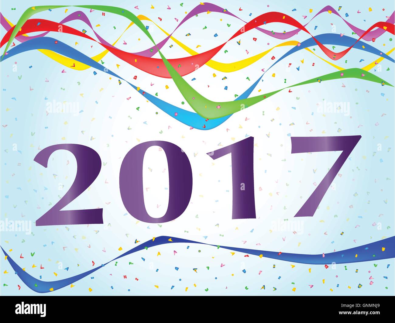 Ruban 2017 et confettis Party Illustration de Vecteur