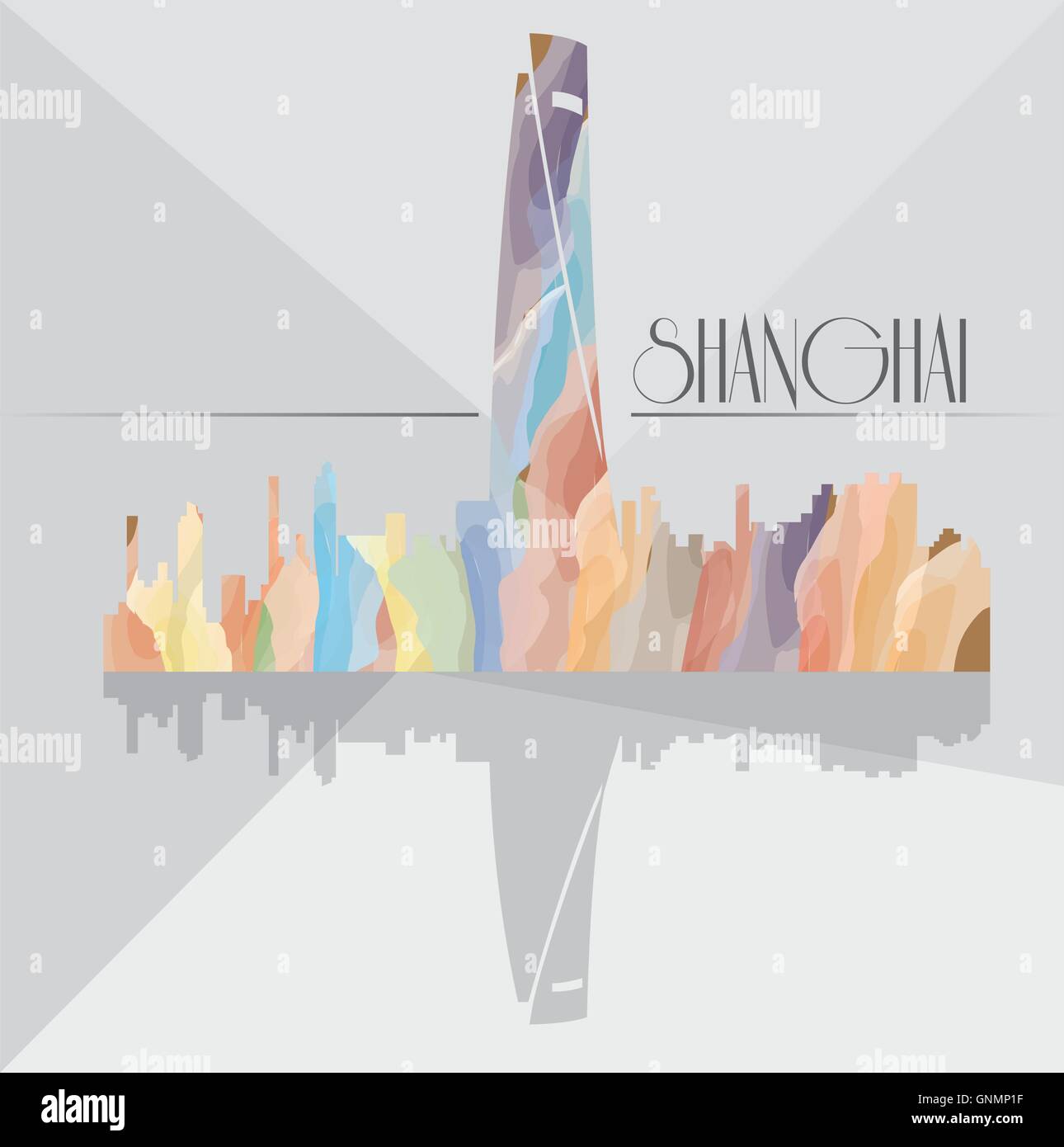 La ville de Shanghai texturé isolé sur fond gris Illustration de Vecteur