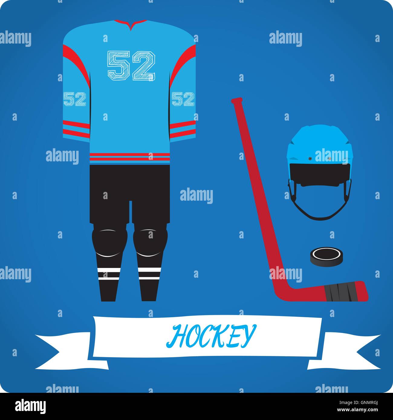 Objets de hockey, sport uniforme, Vector illustration Illustration de Vecteur