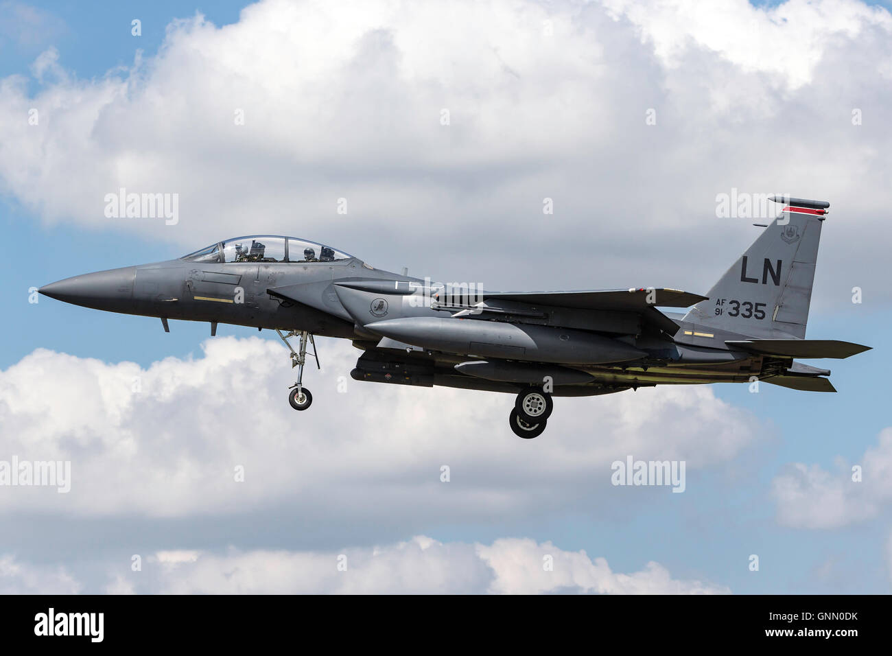 United States Air Force (USAF) McDonnell Douglas F-15E Strike Eagle 91-0335 de RAF Lakenheath. Banque D'Images