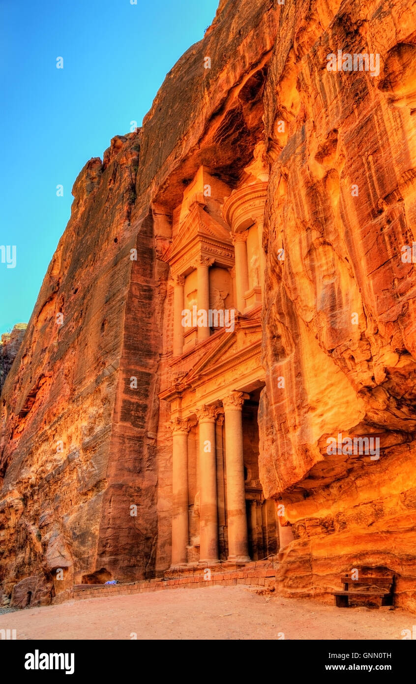 Al Khazneh Temple de Pétra. Site du patrimoine mondial de l'UNESCO Banque D'Images