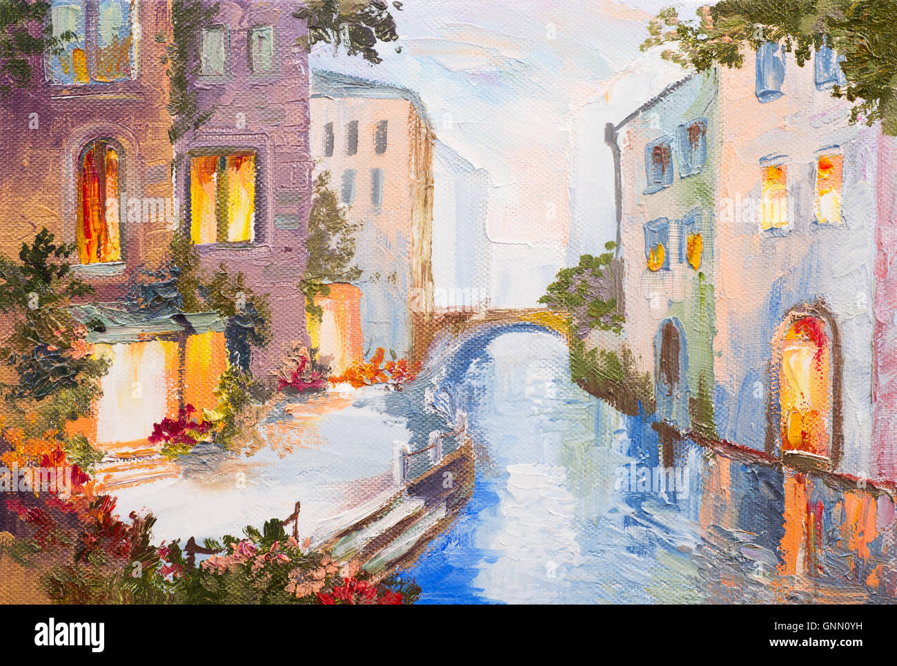 Peinture à l'huile de Venise, Italie. Paysage italien Banque D'Images