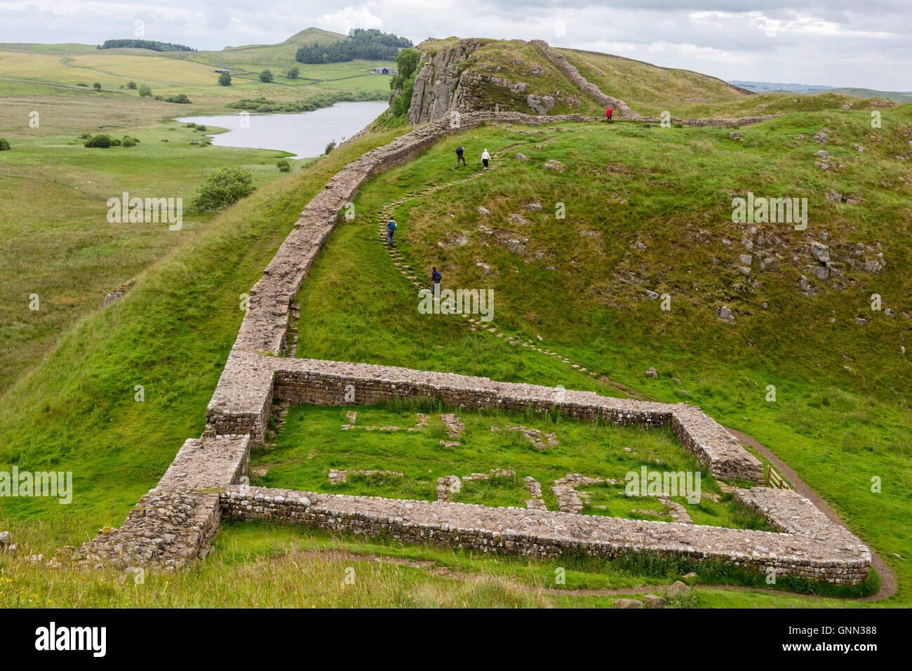 Northumberland, England, UK. 39 Milecastle, Nick Castle, le mur d'Hadrien (Sentier Pennine Way). Banque D'Images
