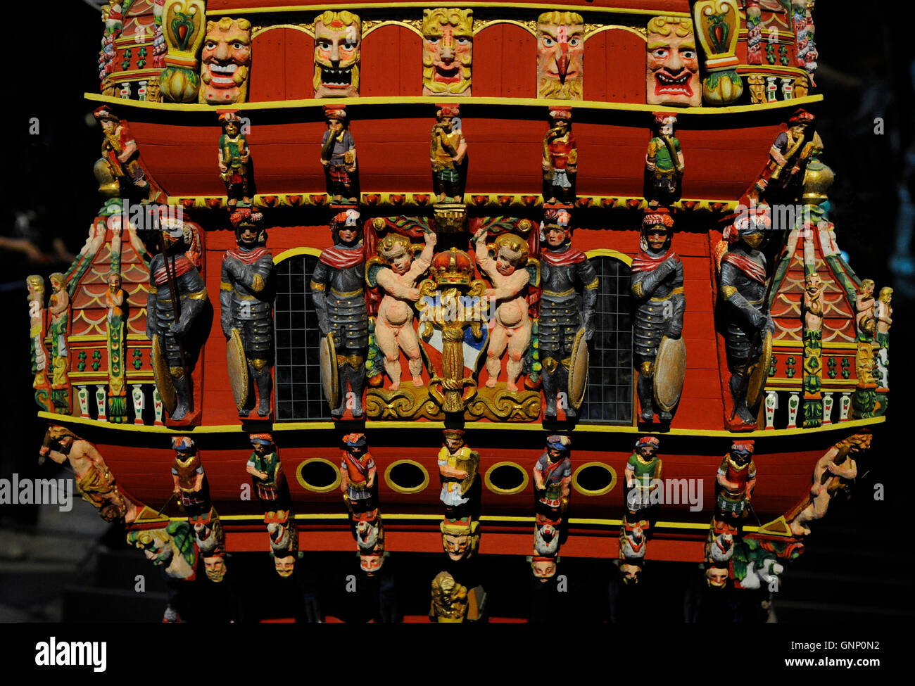 Warship Vasa. Construite entre 1626-1628. L'échelle 1:10. Dix voiles ensemble. C'est 6,93 m de long et 4,75 m de haut. L'arrière. Stockholm. La Suède. Musée Vasa. Banque D'Images