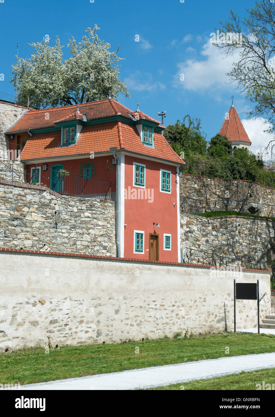 Cesky Krumlov, République tchèque, maison du jardin du peintre Egon Schiele Banque D'Images