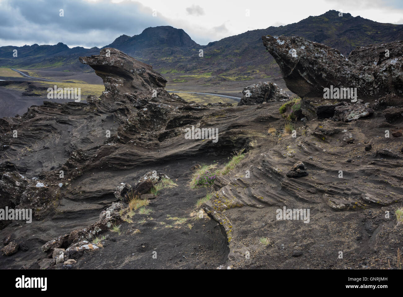 Kleifarvatn, le plus grand lac de la péninsule de Reykjanes en Islande, sur la zone de la fissure de la dorsale médio-atlantique. Banque D'Images