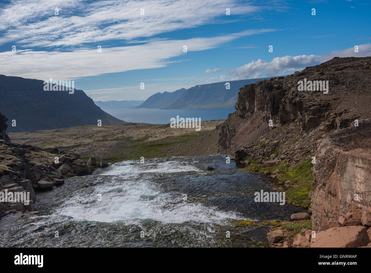Sur la route dans les Fjords de l'ouest de l'Islande Banque D'Images