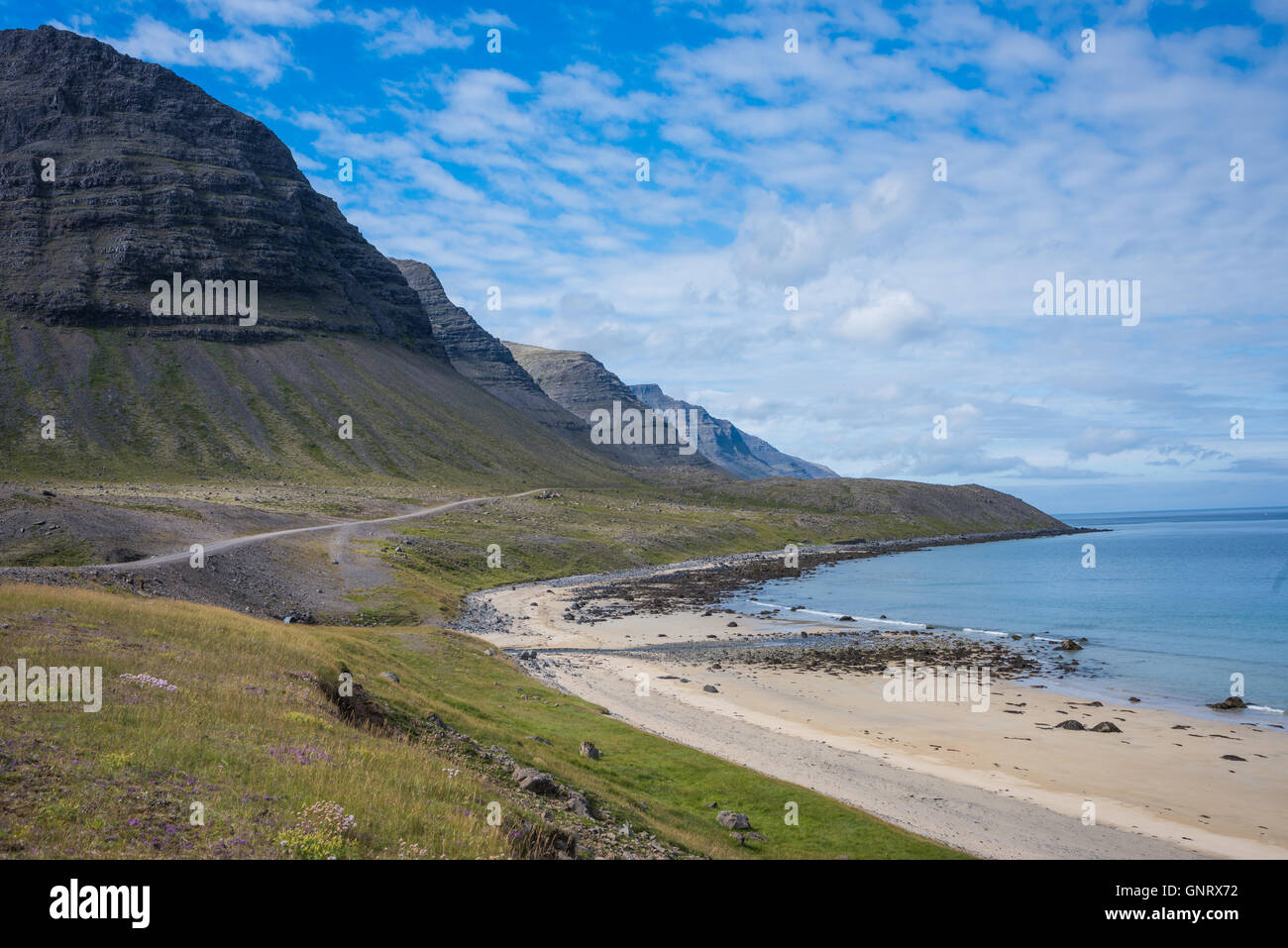 Sur la route dans les Fjords de l'ouest de l'Islande Banque D'Images