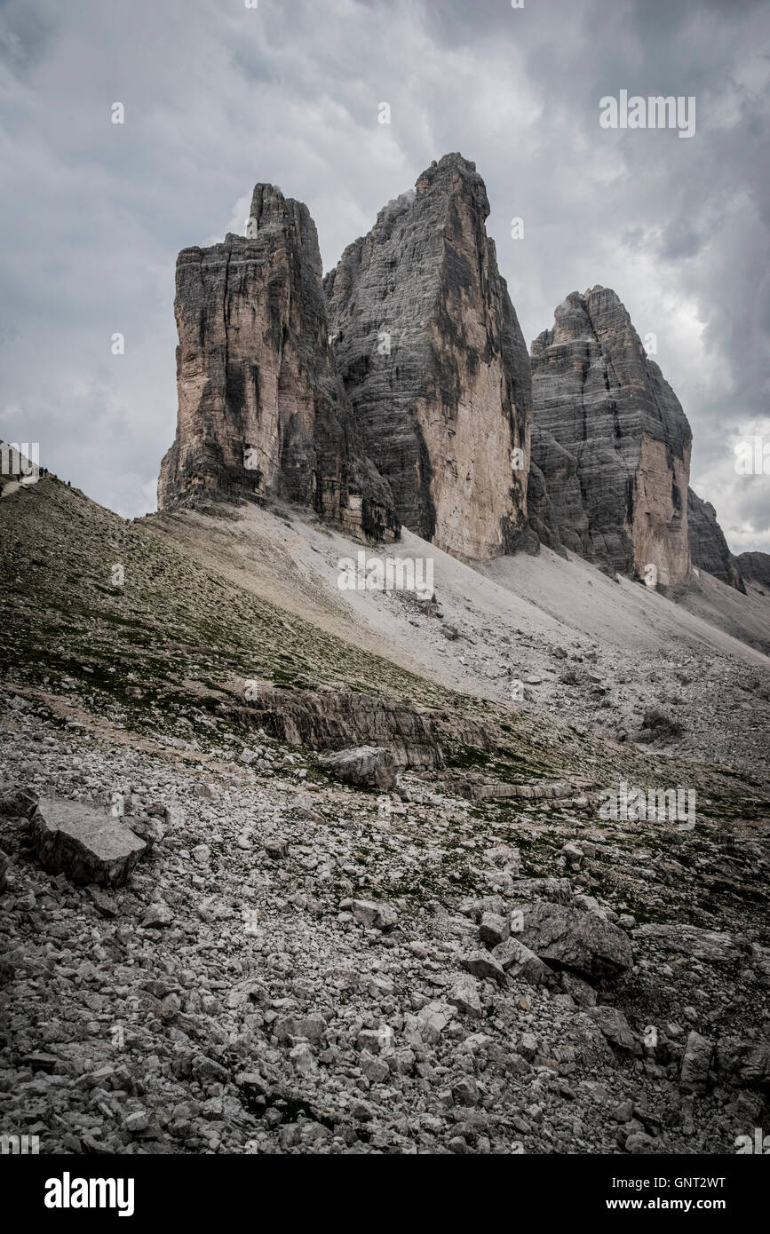 Sexten-Sesto Dolomites, les pics de Drei Zinnen towers Banque D'Images