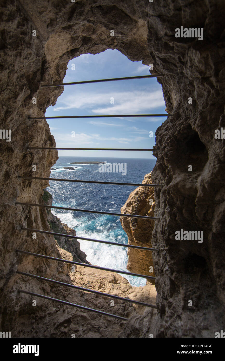 Vue d'Illa des Porros, Menorca (Minorque) Iles Baléares, Espagne Banque D'Images