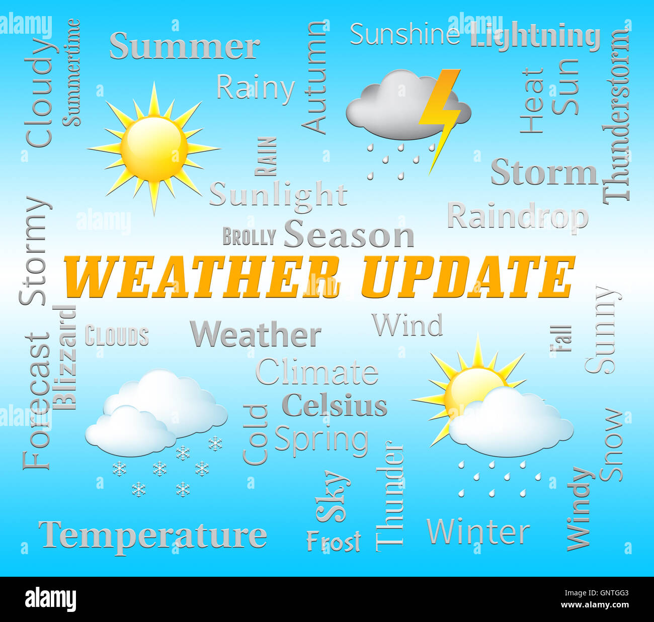 Mise à jour météo montrant Outlook Report and Forecast Banque D'Images