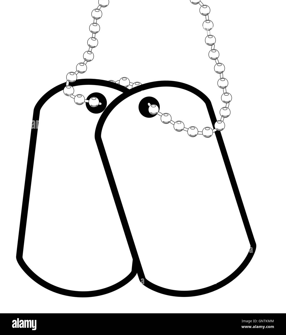 Un ensemble de plaques militaires avec chaîne sur un fond blanc Illustration de Vecteur