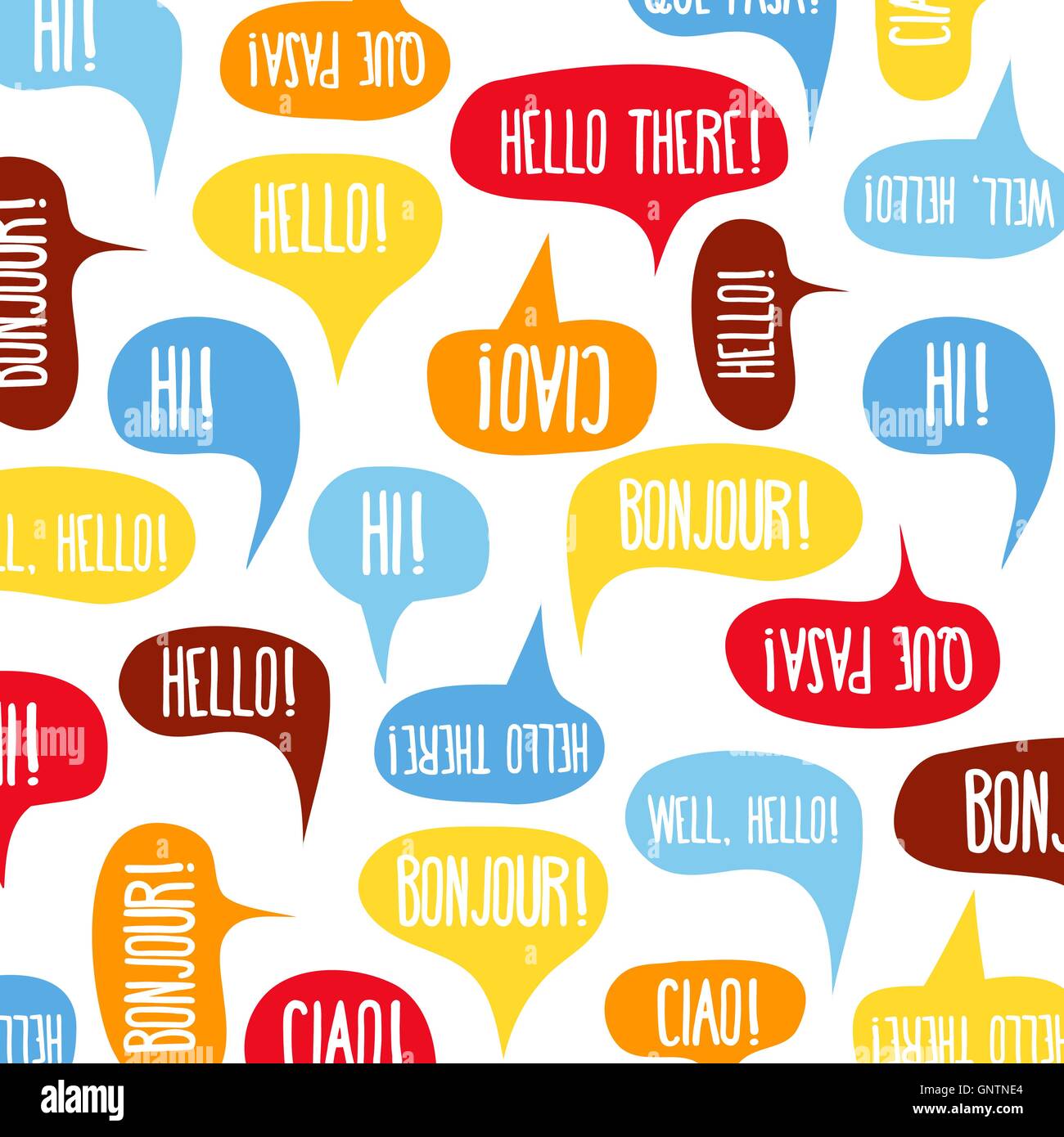 Les bulles avec 'Bonjour' sur différentes langues Illustration de Vecteur