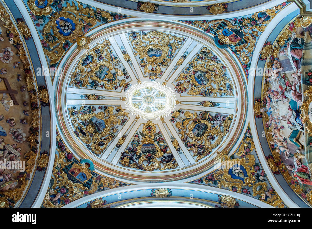 L'Europe, Espagne, Burgos, Cathédrale classé au Patrimoine Mondial de l'UNESCO, plafond rococo dans l'une des chapelles ante Banque D'Images