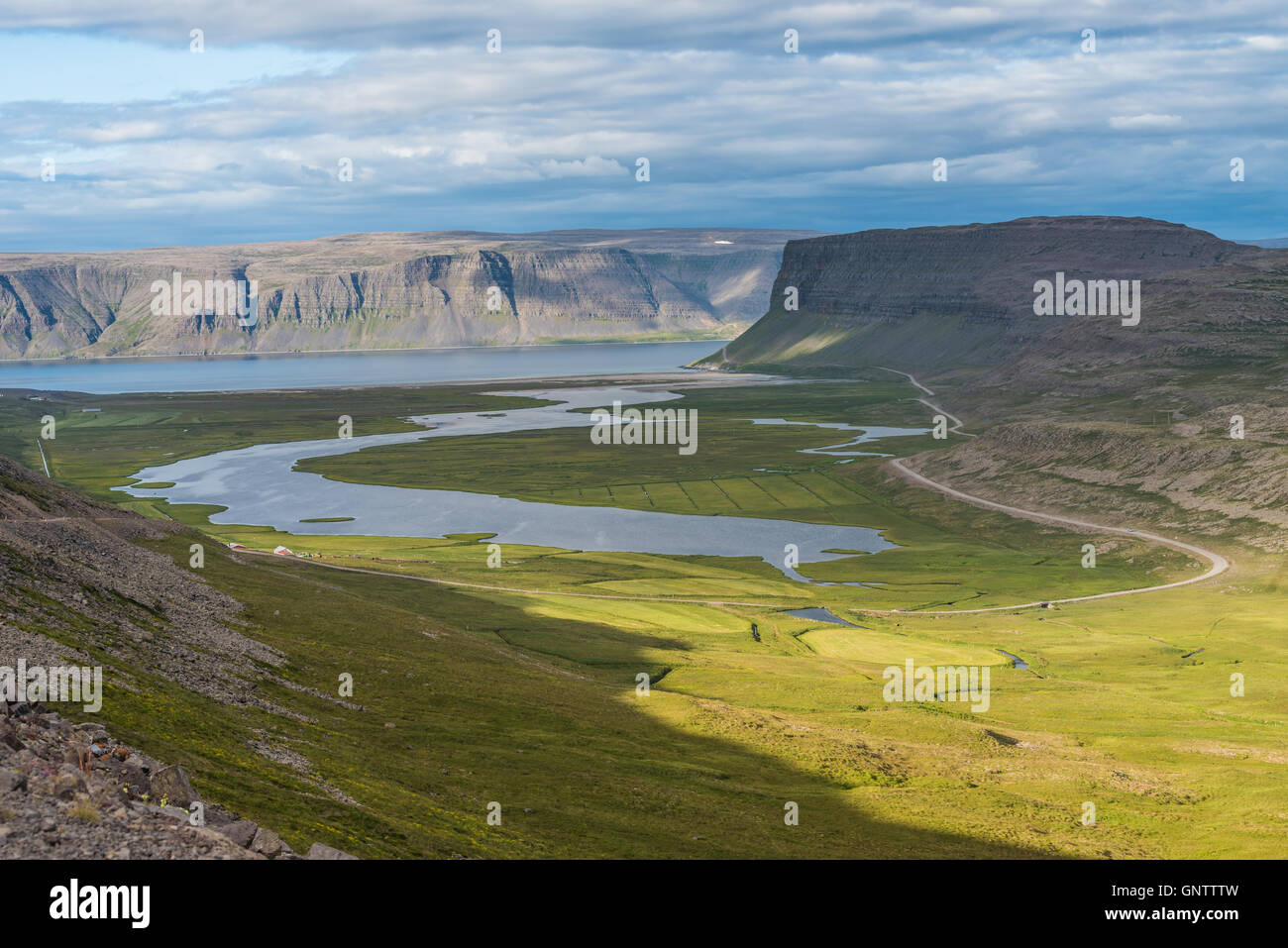 Sur la route dans les Fjords de l'ouest de l'Islande Banque D'Images