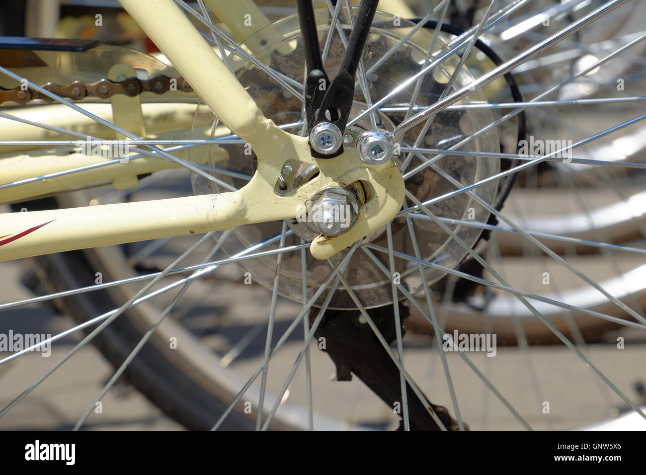 Détail de la roue de vélo Banque D'Images