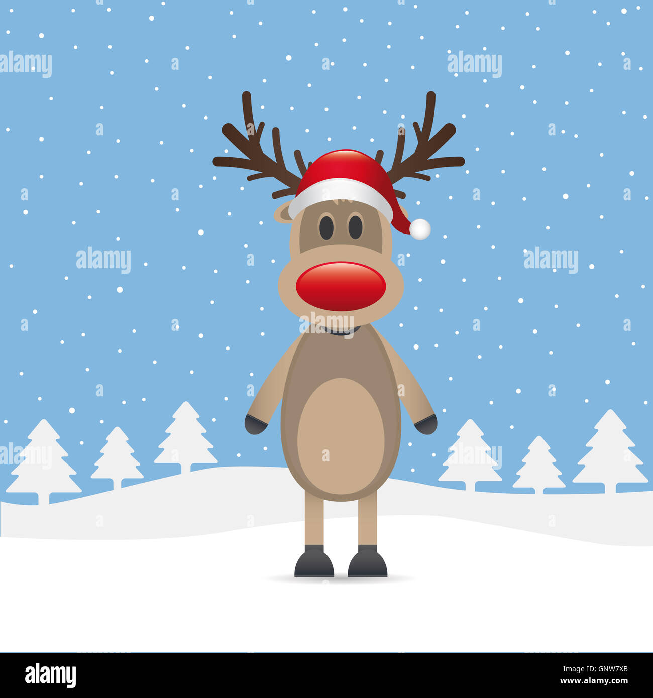 Nez rouge renne santa claus hat Banque D'Images