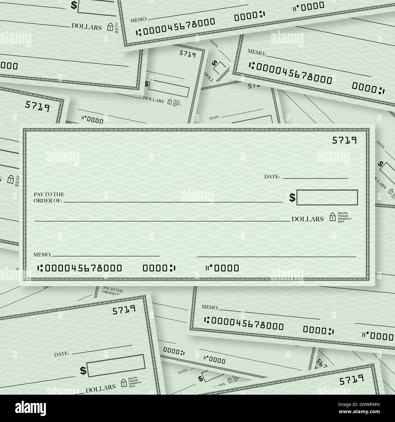 Chèque en blanc Pile Arrière-plan avec un espace libre pour votre texte Banque D'Images