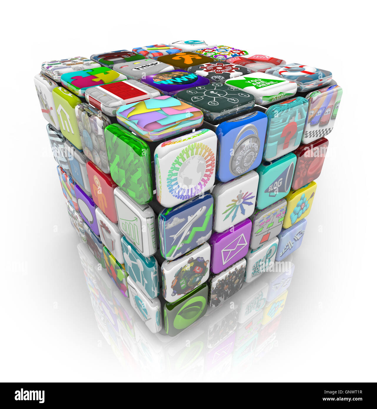 Apps de logiciels d'application Cube 600x600 Banque D'Images