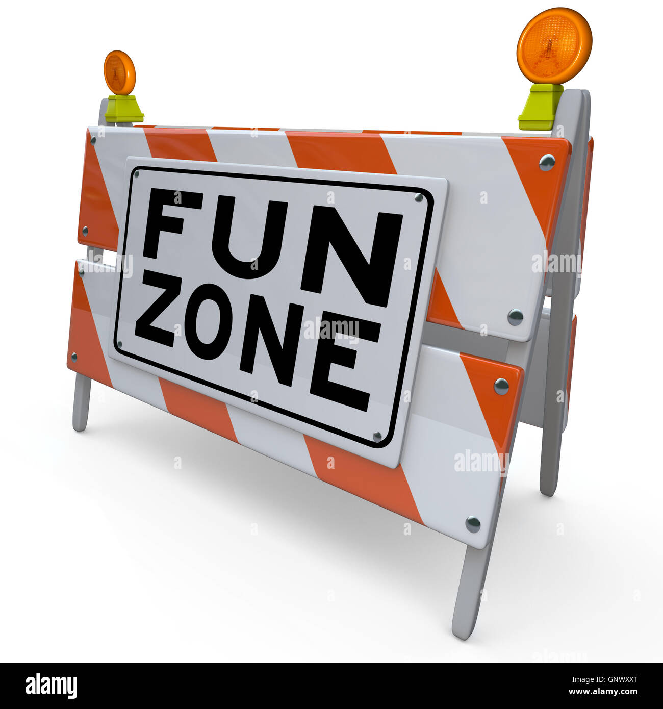 Fun Zone Enfants signe la construction de barricades Banque D'Images