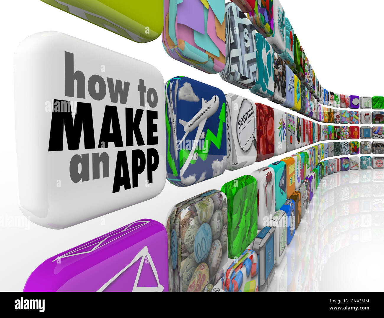 Comment faire une tuile de mur Logiciel App icônes des apps Banque D'Images