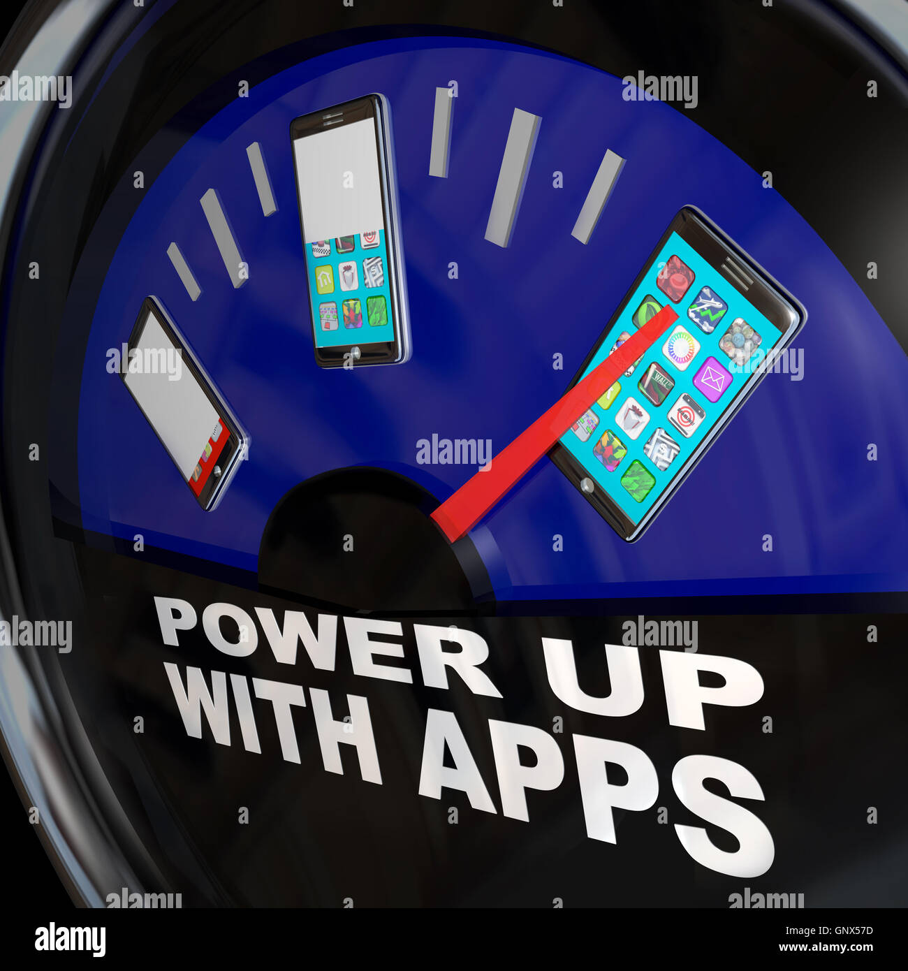 Apps de jauge de carburant plein d'applications Smart Phone Banque D'Images