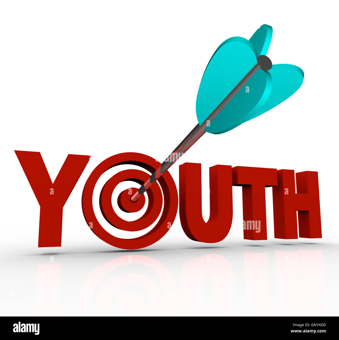 Flèche dans Word pour les jeunes restent jeunes cible le vieillissement d'arrêt Banque D'Images
