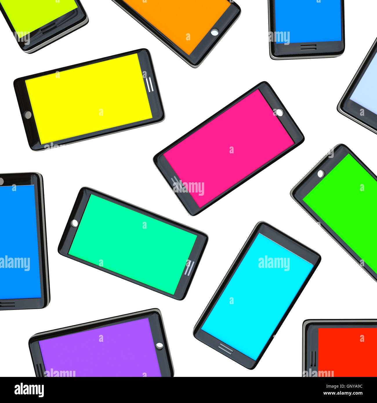 Téléphones intelligents - gamme d'écrans de couleur Banque D'Images