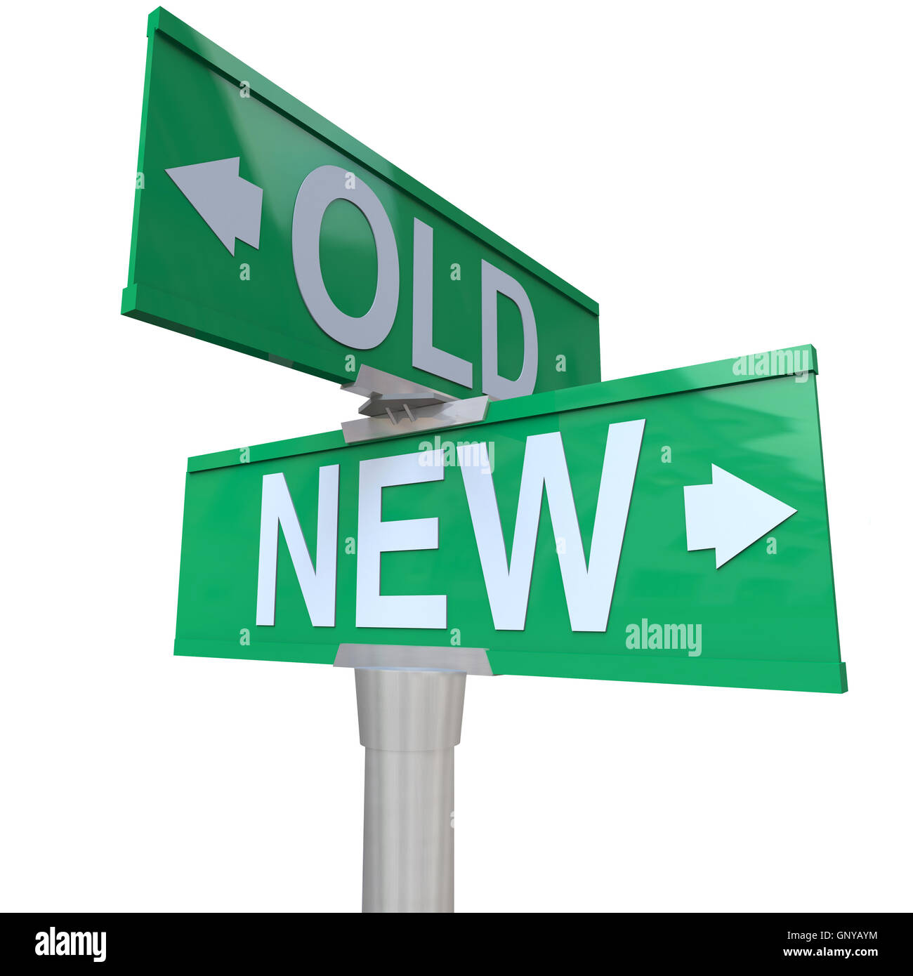 Choisissez nouveau ou ancien 2-Way Street Sign Pointing Arrows Banque D'Images