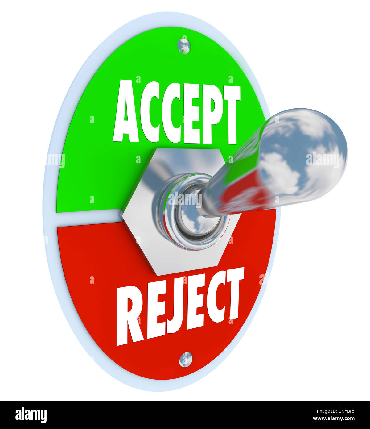 Accepter vs rejeter l'acceptation ou le rejet de l'interrupteur Banque D'Images
