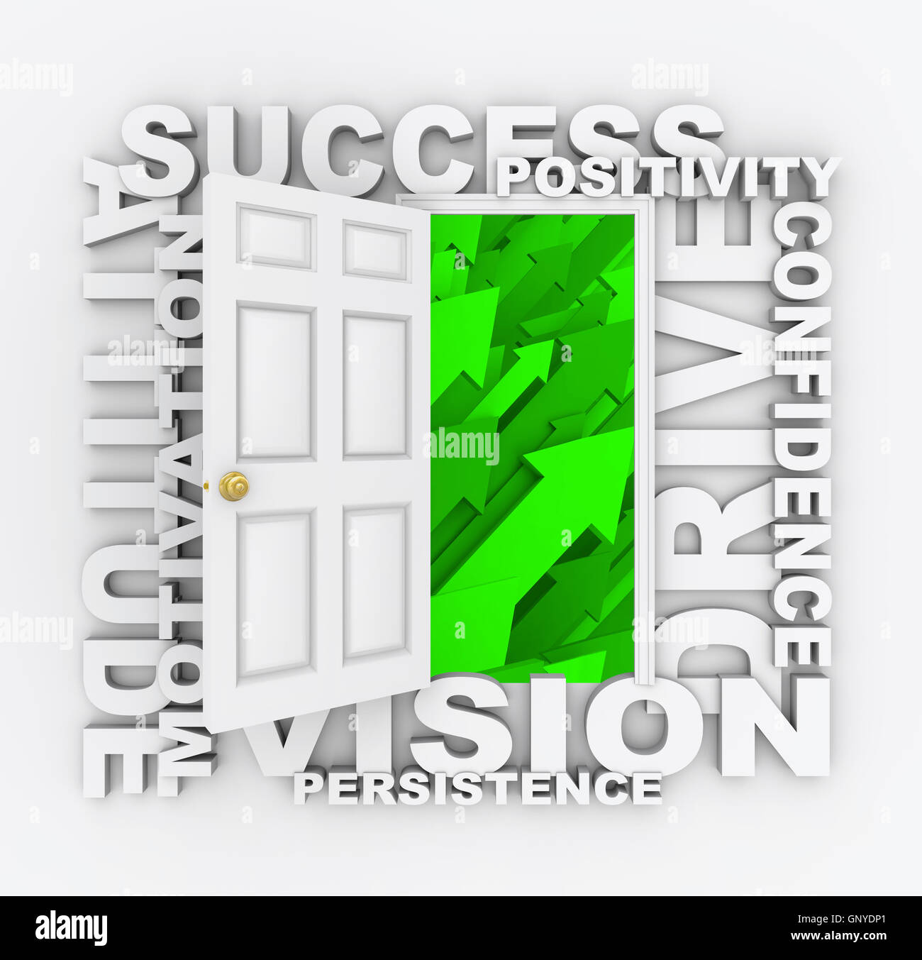Porte ouverte sur le succès - qualités positives Banque D'Images