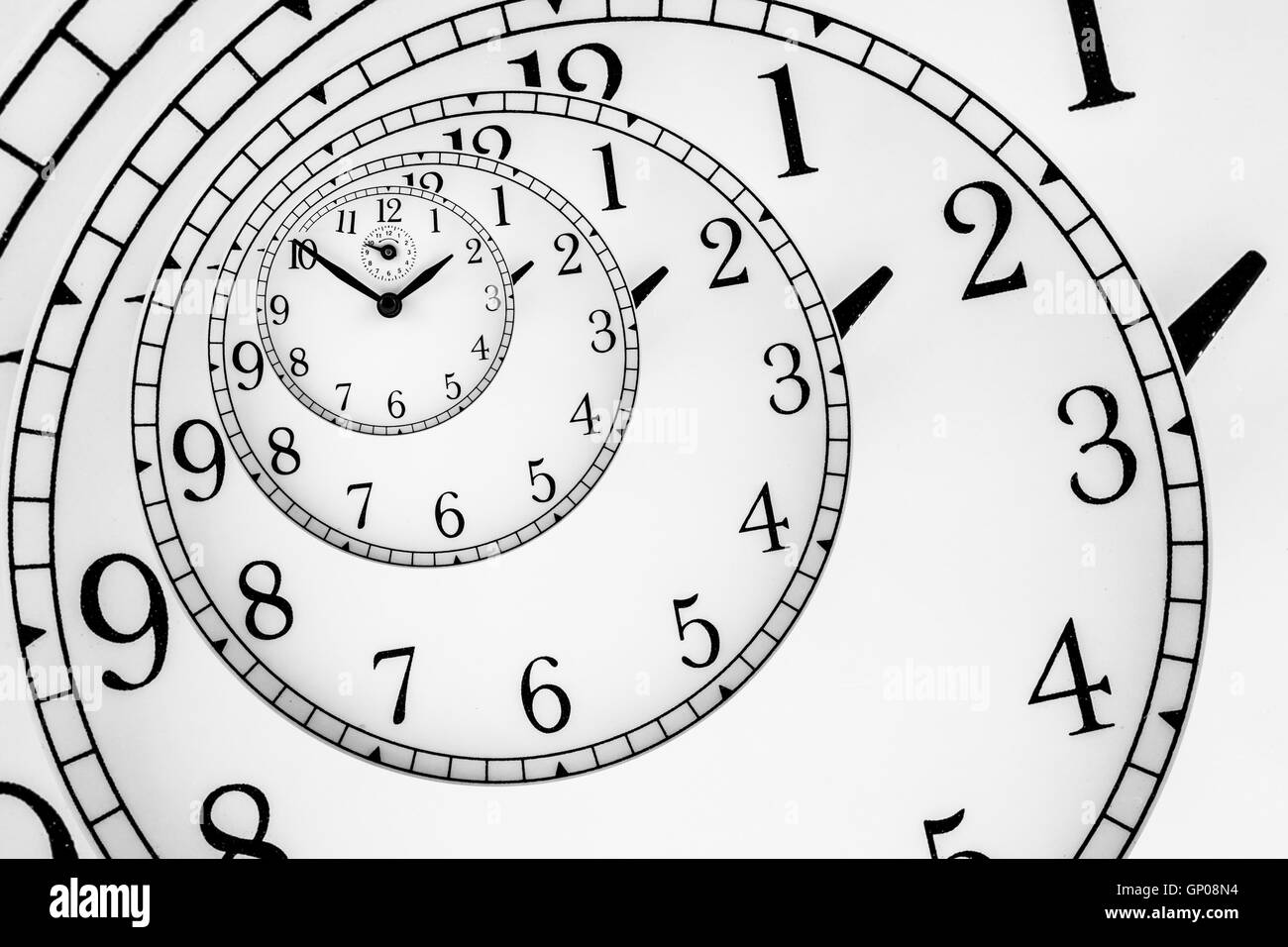 Détail d'une horloge mécanique avec quadrant hypnotique, concept très souple Banque D'Images