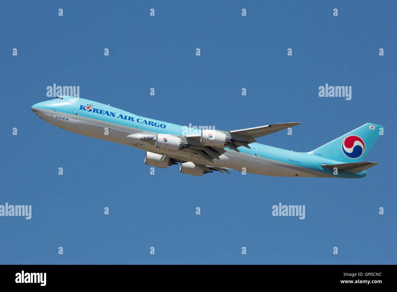 Korean Air Cargo Boeing 747 qui a décollé de l'aéroport de Saragosse Banque D'Images