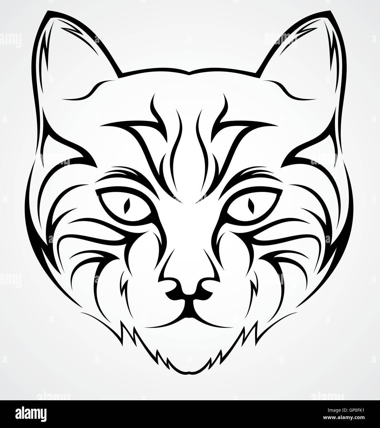 Conception de tatouage Visage de chat Illustration de Vecteur