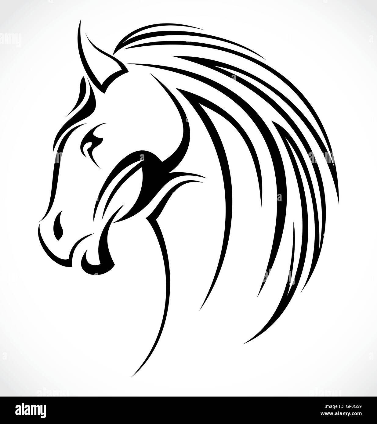 Tatouage Tete De Cheval Geometrique Tatouage de cheval Banque d'images noir et blanc - Alamy