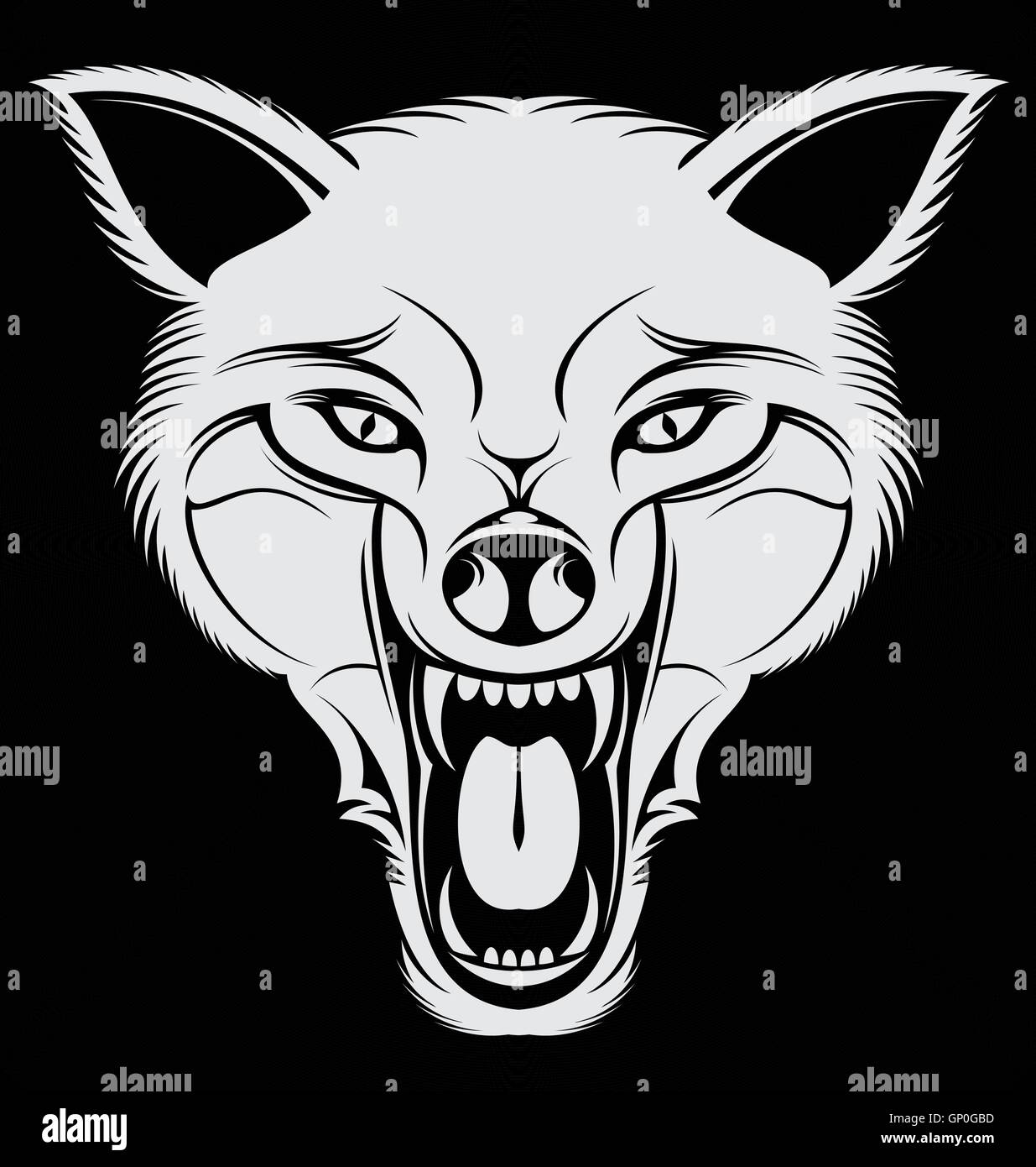 Tête de loup en colère blanche Illustration de Vecteur