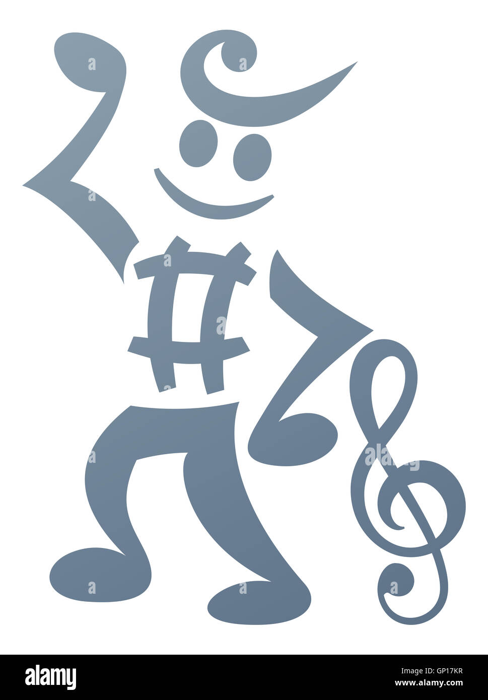 Un personnage mascotte faites de notes de musique et de solfège Banque D'Images