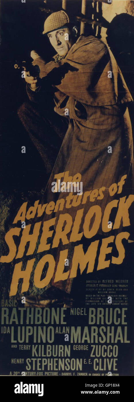 Les aventures de Sherlock Holmes - Poster - USA 1939, 1930er, 1930, les aventures de Sherlock Holmes, l', Film, Filmplakat, Affiche, Die Abenteuer Des Sherlock Holmes Banque D'Images