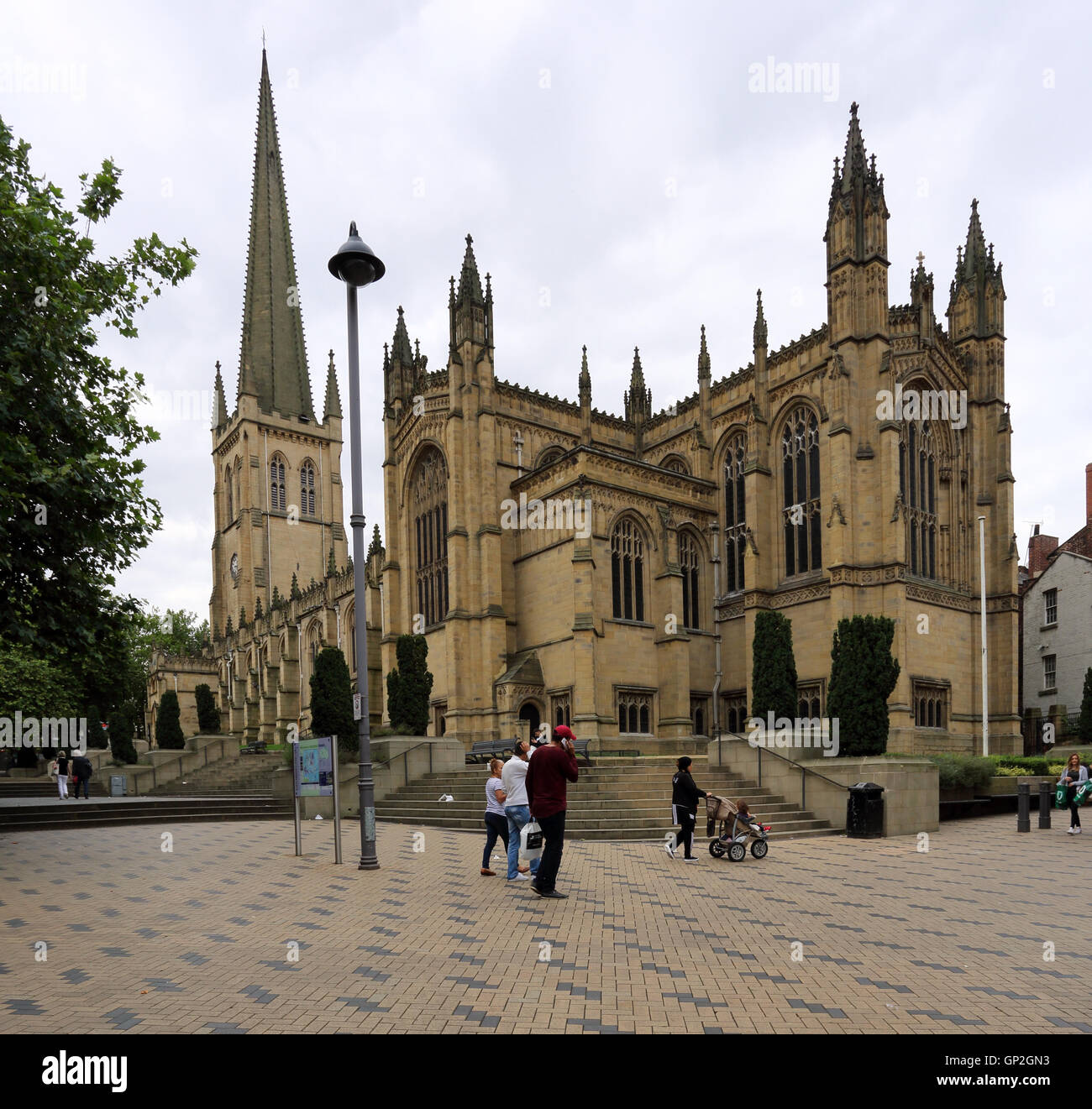 Wakefield cathédrale, une cathédrale médiévale dans le centre-ville de Wakefield, Angleterre, Royaume-Uni. Banque D'Images
