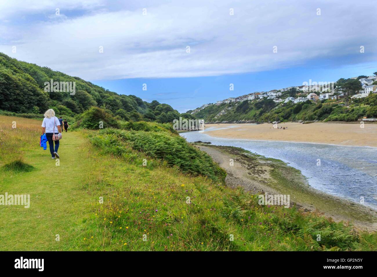 Une vue de la rivière près de l'estuaire Gannel Newquay en Cornouailles, Angleterre, RU Banque D'Images