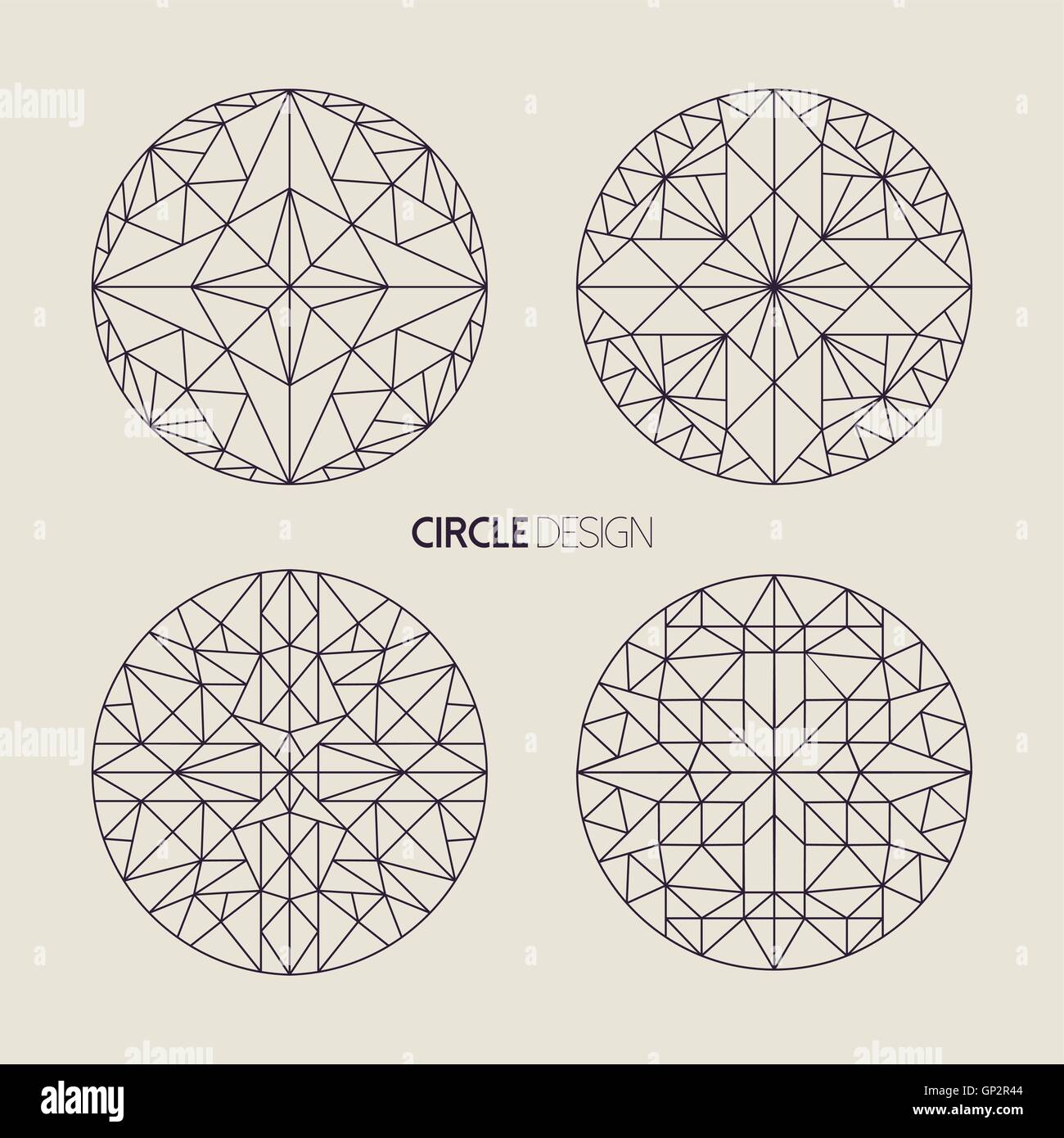 Forme du cercle jeu de conception géométrique d'ornement de style art mandalas en ligne avec les éléments de la géométrie sacrée. Vecteur EPS10. Illustration de Vecteur