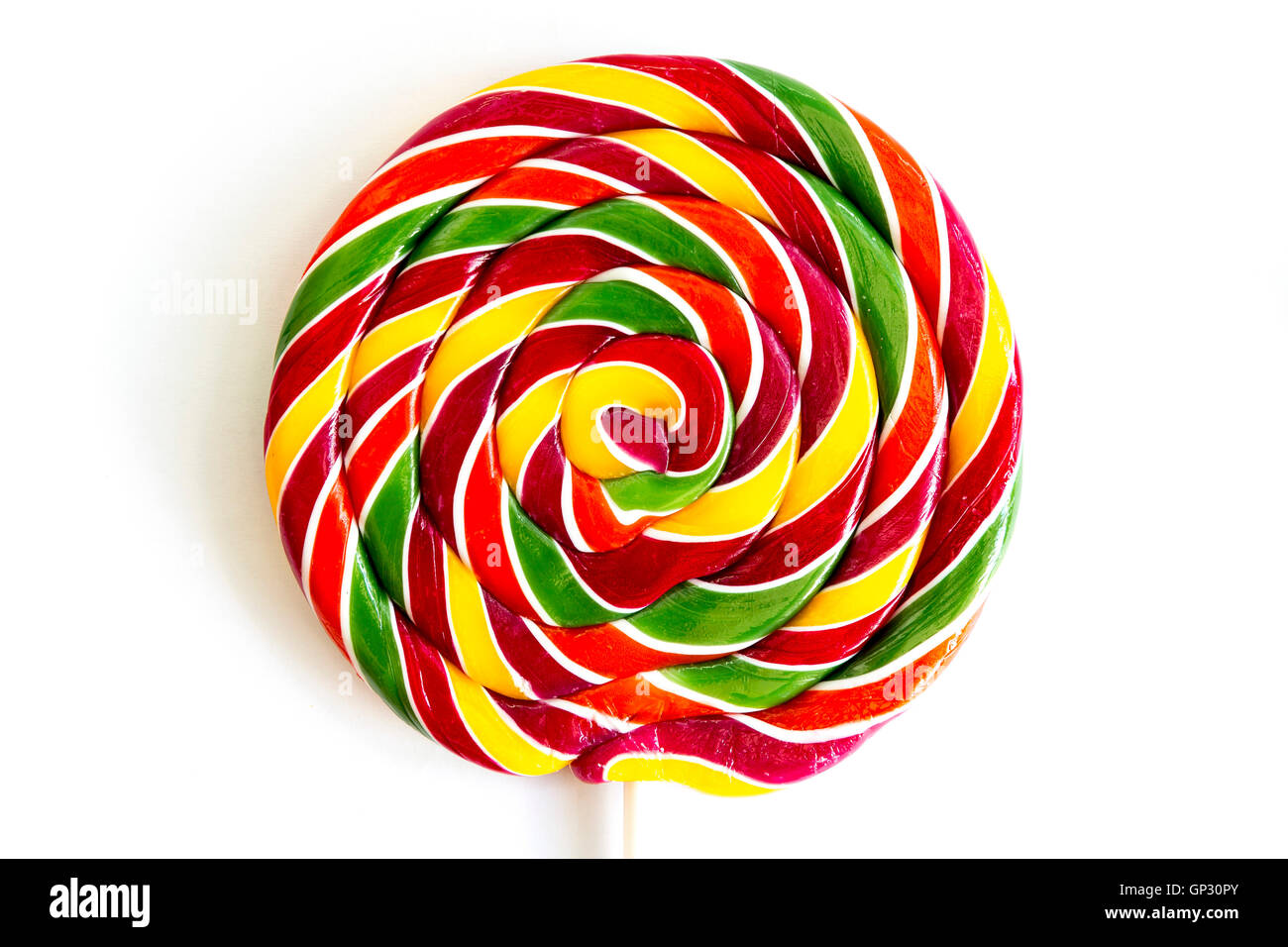Close-up of lollipop colorées isolé sur fond blanc. Banque D'Images