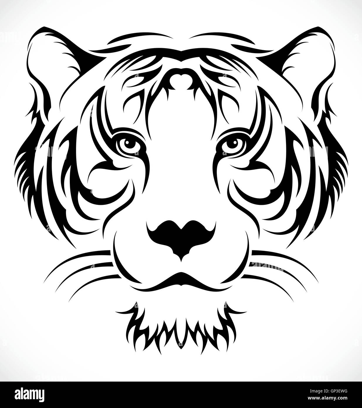 Conception de tatouage tête de tigre Illustration de Vecteur