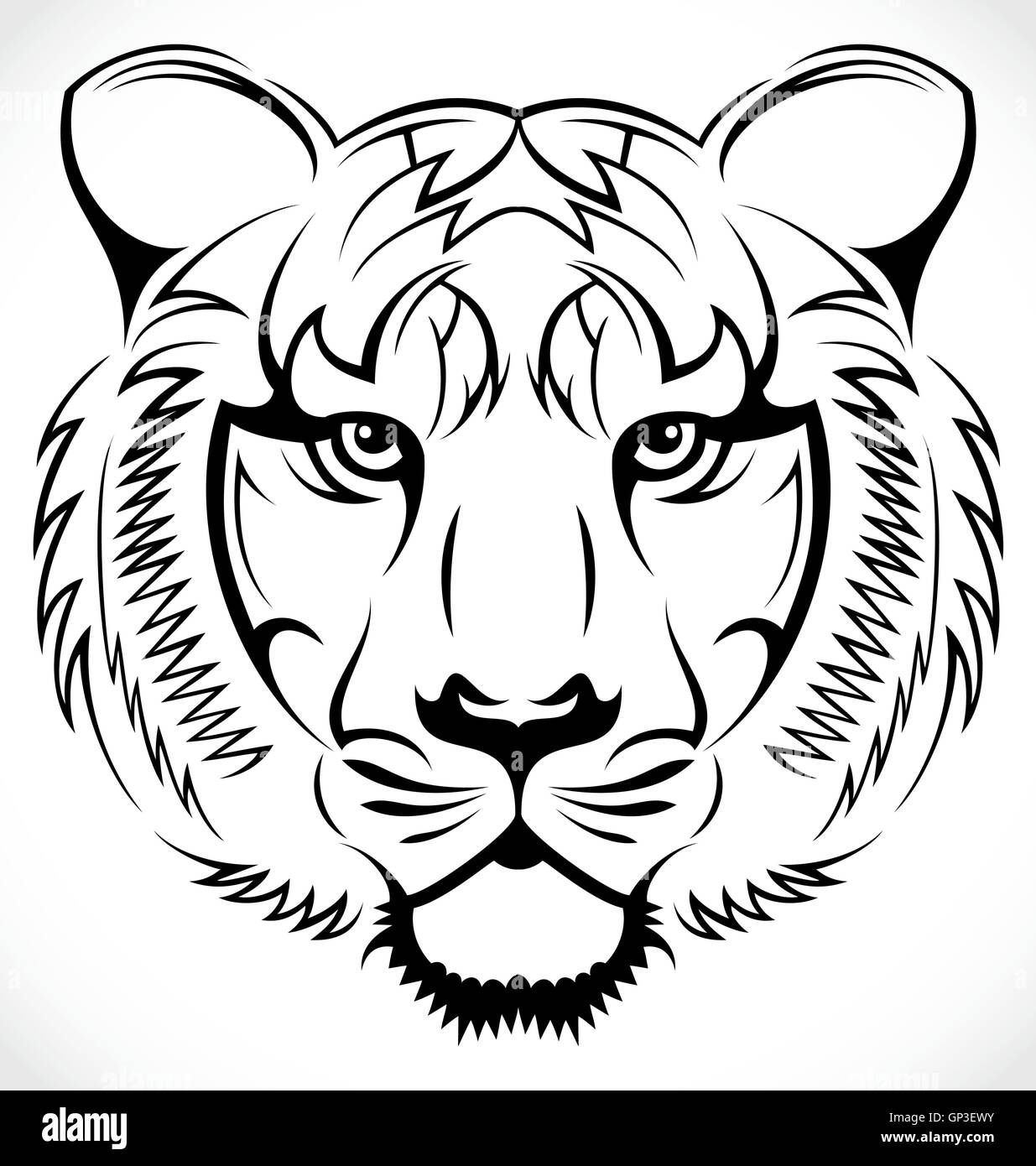 Tatouage tête de tigre Illustration de Vecteur